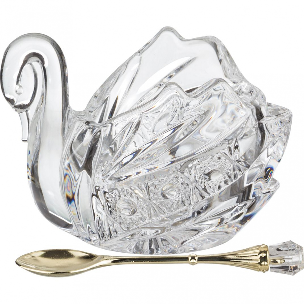 ИКОРНИЦА С ЛОЖКОЙ 11*7*8,5 СМ,"ЛЕБЕДЬ MUZA CRYSTAL"   195-112
