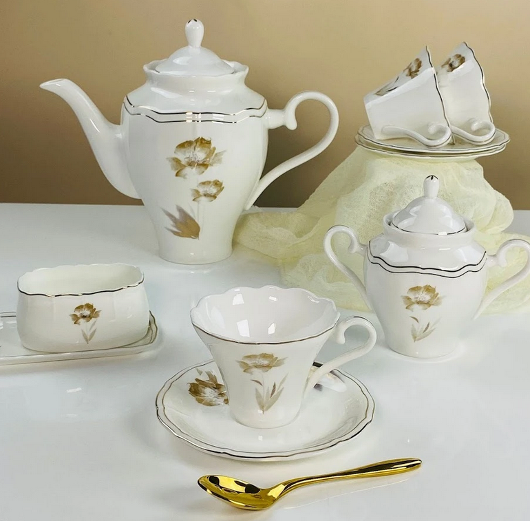 Чайный сервиз 18пр. КАМИЛЛА Костяной фарфор 145-646
